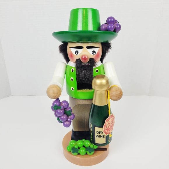 Green and Purple Nutcracker with Wine Bottle